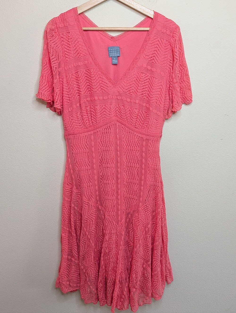Rabbit Rabbit Rabbit Designs Coral Crochet Lace Dress Women's Size 16